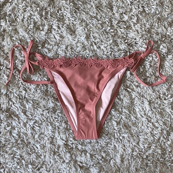 Mae Lara Lace Pink Swim Bikini Bottom Small New - Picture 2 of 6